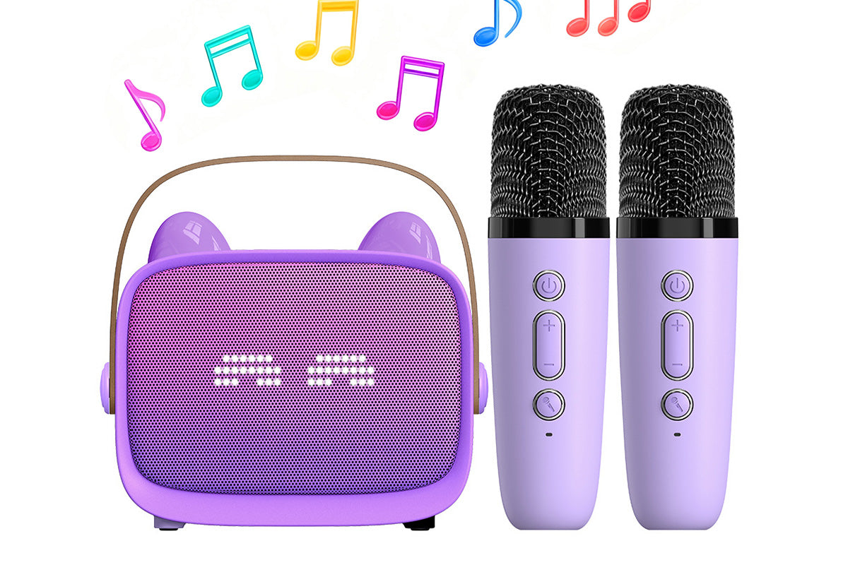 Mini Karaoke Machine with 2 Wireless Microphone Christmas Gift
