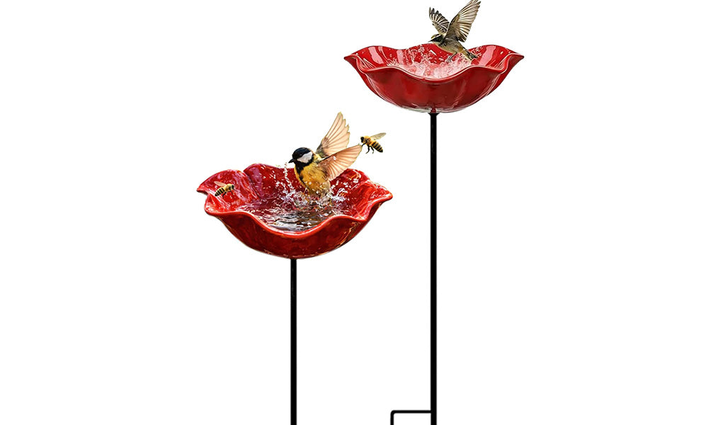 1/2PCS Metal Bee Water Feeder Flower Shape Garden Stake for Outdoor Garden