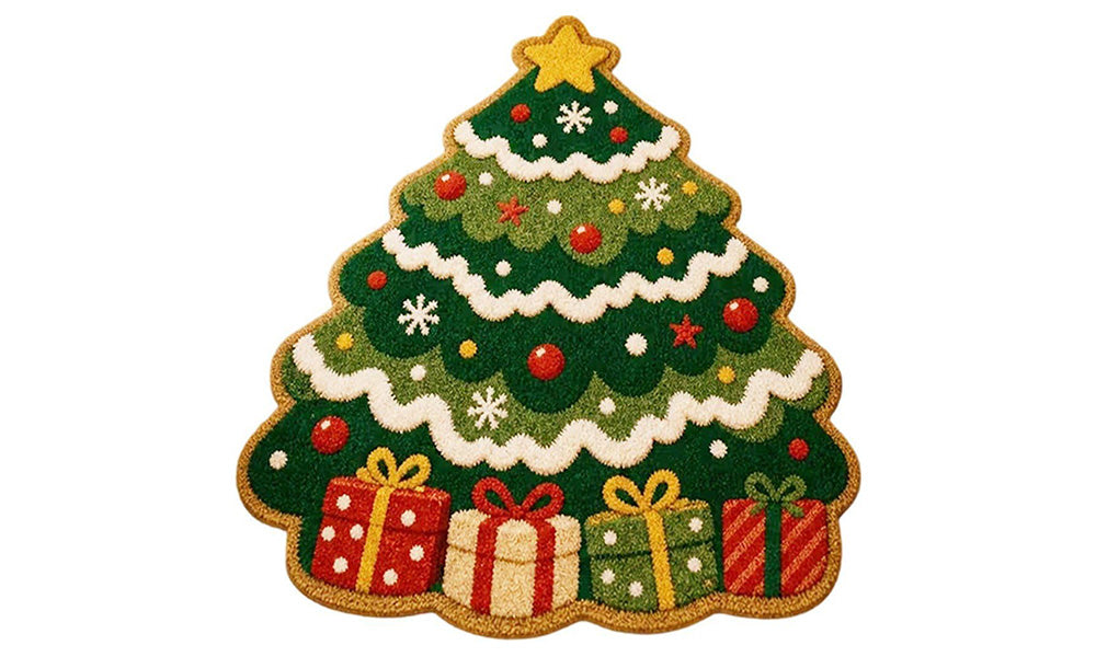 Soft Christmas Velvet Floor Mat with Non Slip Dot Backing