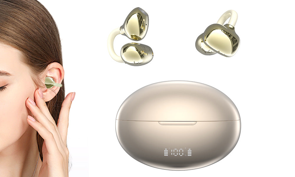 Bluetooth Open Ear Clip-On Earbuds Wireless Headphones for Sports