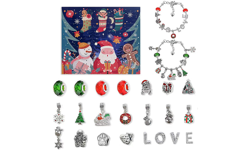 24 Day Christmas Countdown Calendar DIY Bracelet Making Kit with Surprise Accessories