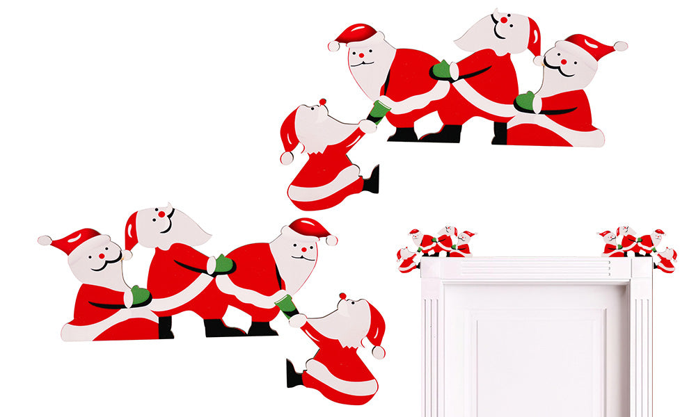 2 PCS Christmas Door Frame Decor Pair Penguin Santa Reindeer