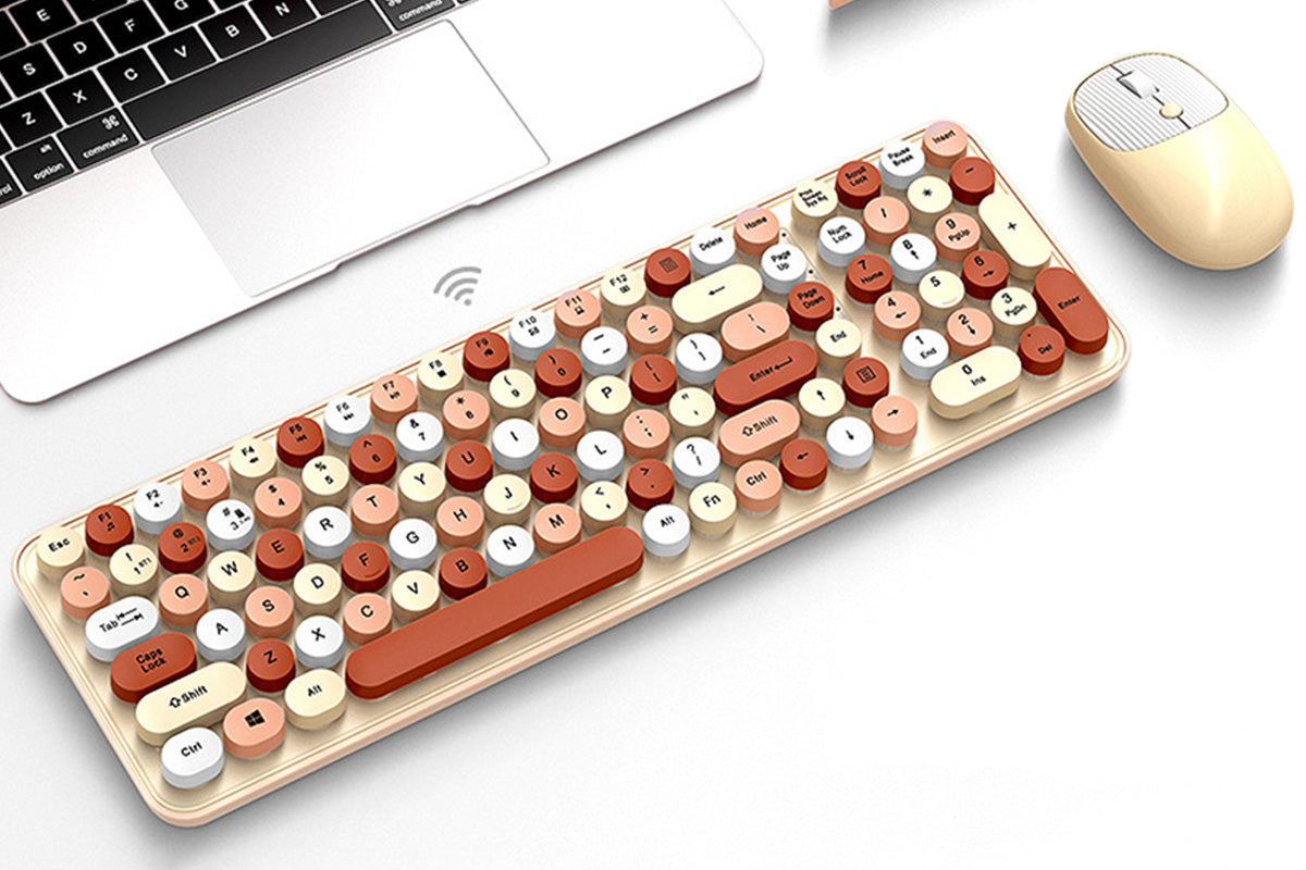 2.4GHz Wireless Keyboard And Mouse Combo With Round Key Caps