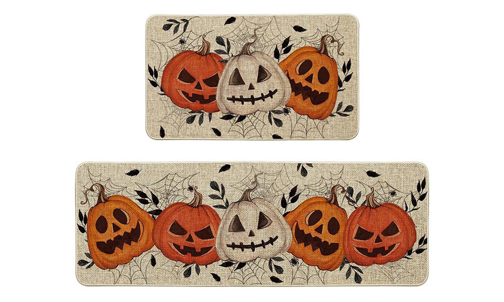 2 Piece Halloween Floor Mat Set for Home Kitchen Easy Care