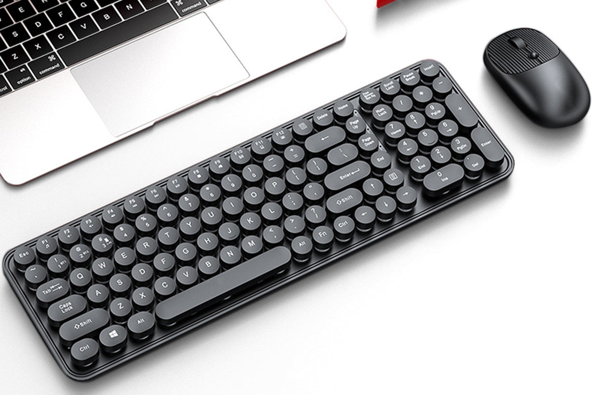2.4GHz Wireless Keyboard And Mouse Combo With Round Key Caps
