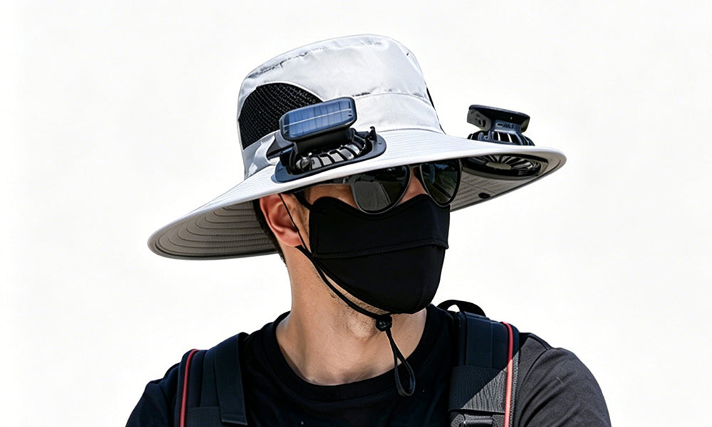 Solar Fan Hat Wide Brim Sun Hat with Cooling Fan for Outdoor Use