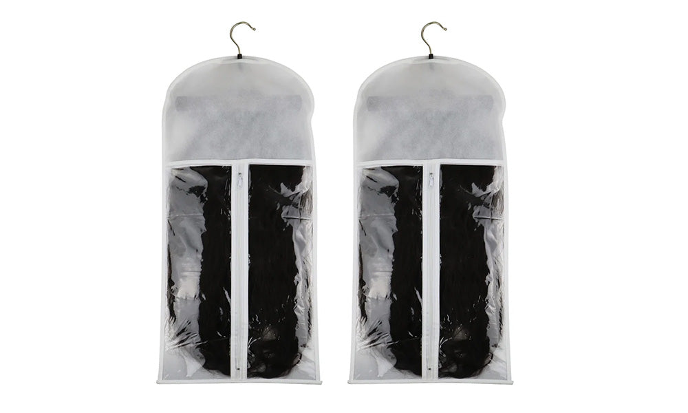 2 PCS Nonwoven Wig Storage Bags with Transparent Windows and Hanger