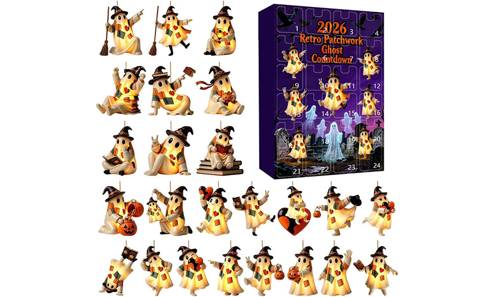 24 Day Halloween Ghost Countdown Calendar 2D Acrylic Collectible Decorations