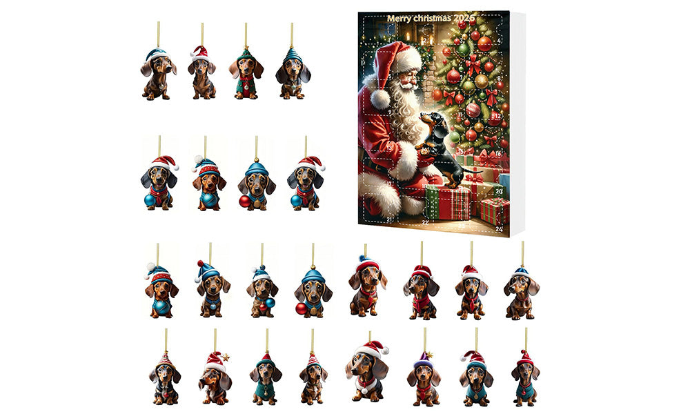 24 Day Christmas Advent Calendar Dachshund Acrylic Hanging Decorations