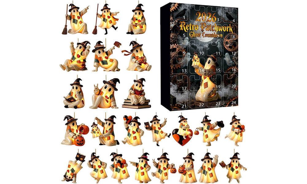 24 Day Halloween Ghost Countdown Calendar 2D Acrylic Collectible Decorations