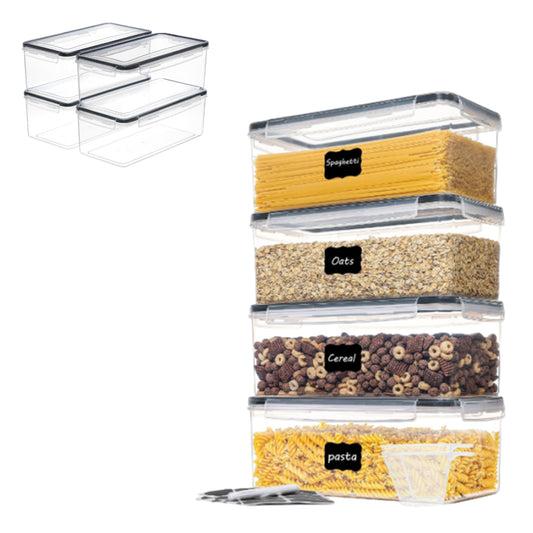 4Pack Food Container Storage Box Kitchen Airtight Square Food Storage Container