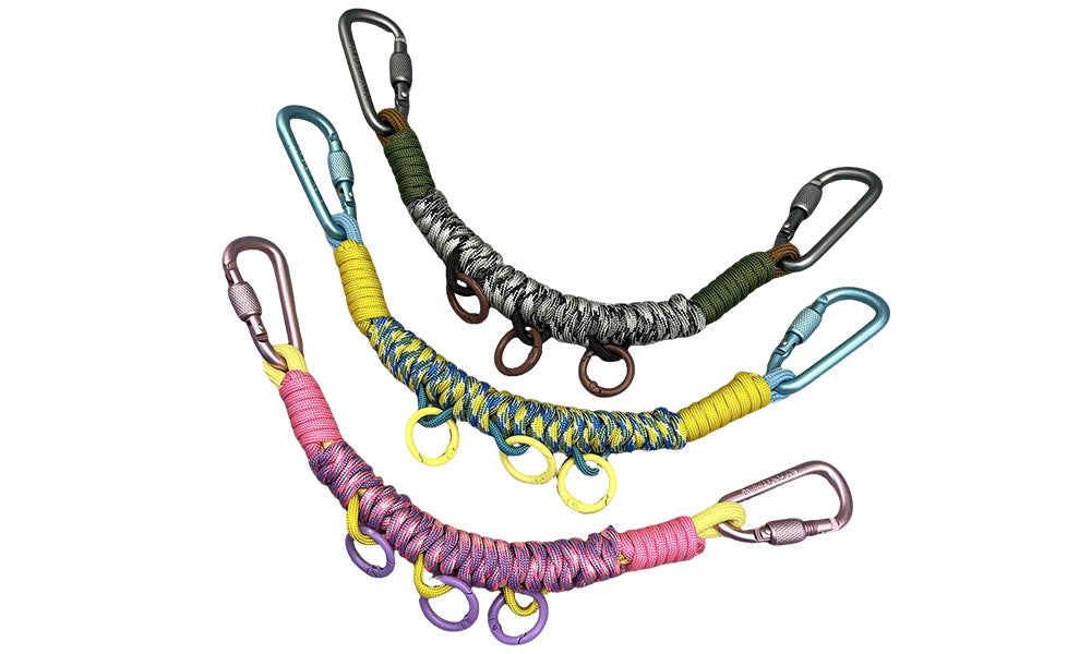 3 PCS Handwoven Paracord Backpack Gear Hanger Chains with Carabiners