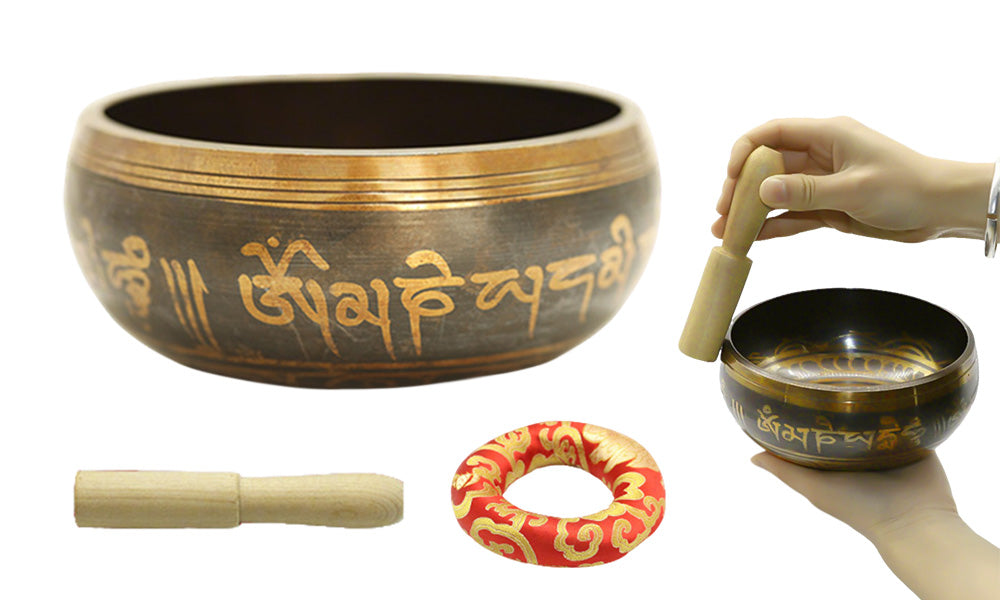 Tibetan Singing Bowl for Yoga Meditation with Striker and Cushion