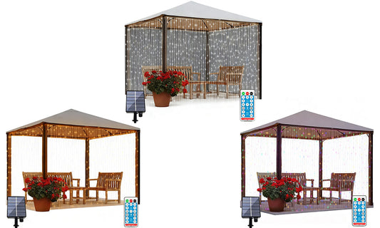 LED Copper Wire Solar Curtain String Lights for Outdoor and Indoor Use