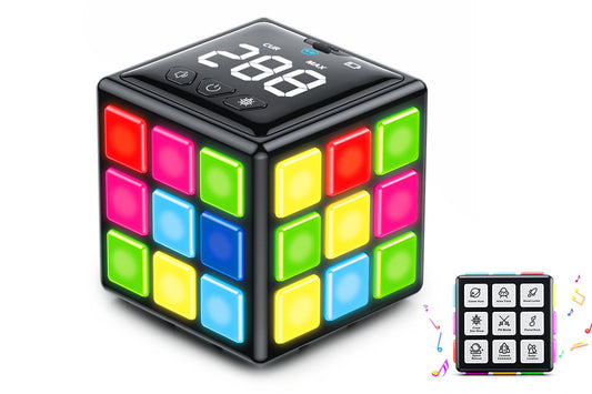 Rechargeable Game Handheld Cube 15 Fun Brain and Memory Games with Score Screen for Kids Teens