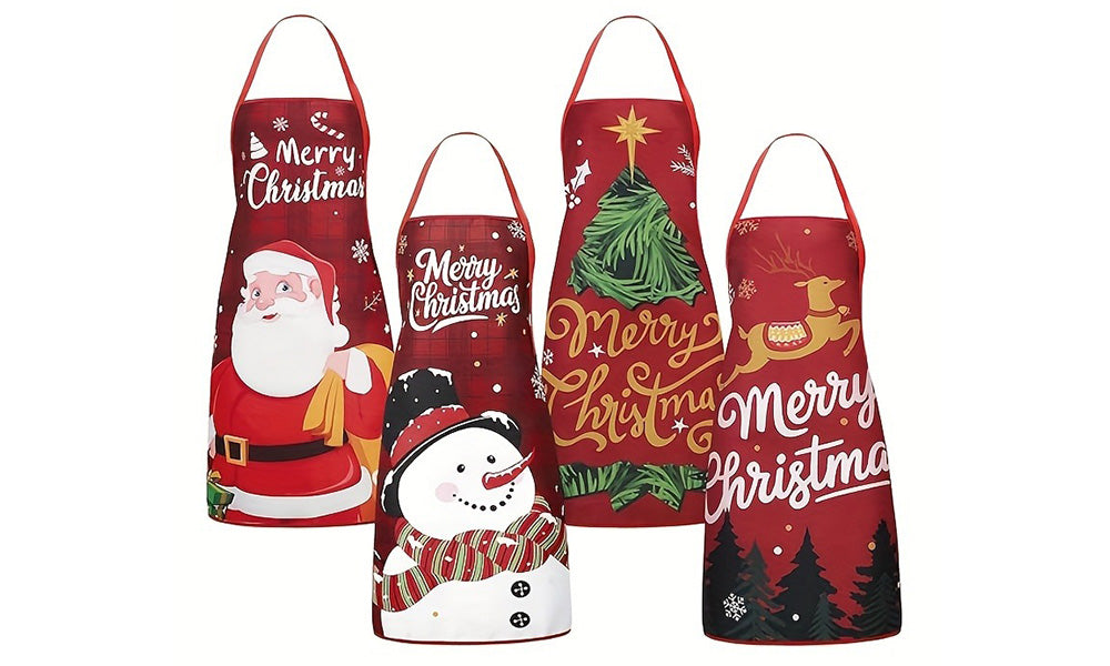 4 PCS Creative Christmas Apron Set for Cooking Parties and Decor