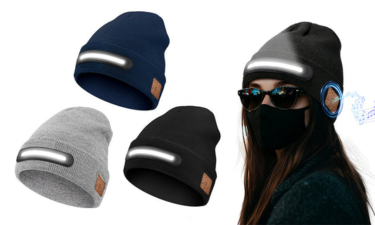 Bluetooth Music LED Beanie Hat with Headphones for Outdoor Activities