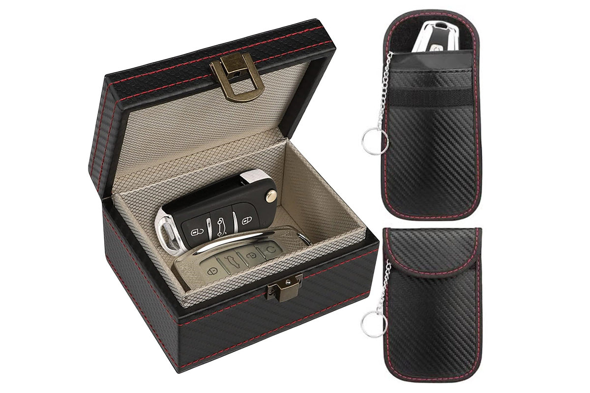 RFID Blocking Box and 2Pcs Car Key Bags Set Anti Theft RFID Security Kit