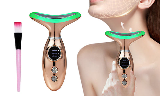 4-in-1 Facial and Neck Beauty Device for Cleansing Massage and Light Therapy