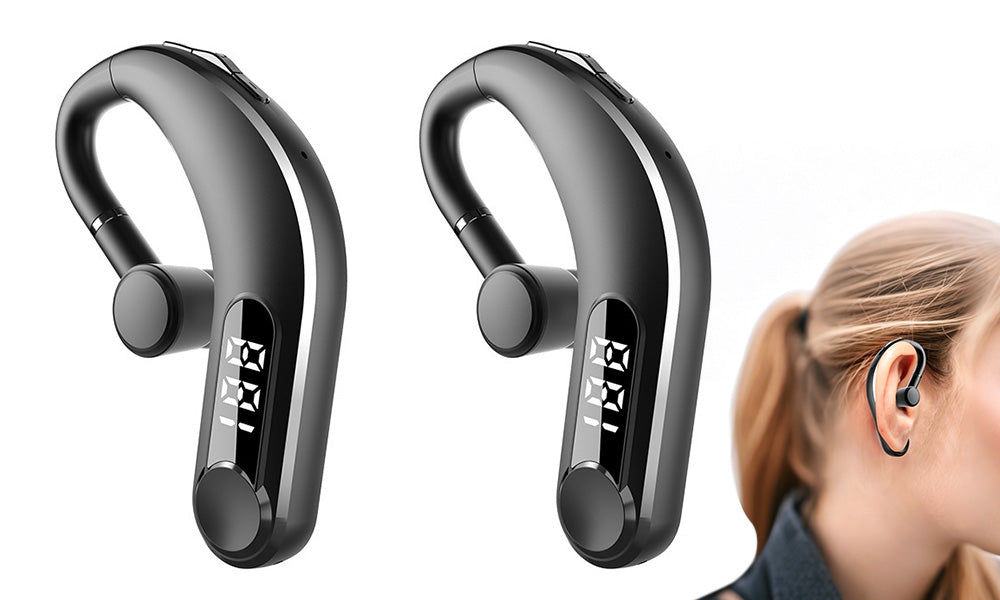 1/2PCS Bluetooth Ear Hook Headset with LED Display Long Battery Life for Calls