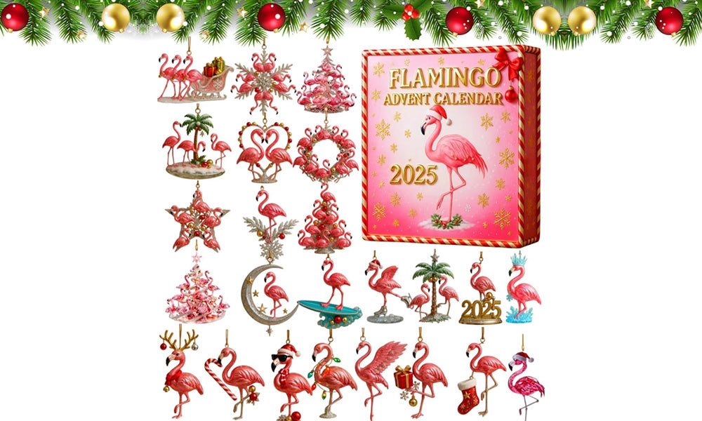 2D Flat Advent Calendar Surprise Box Flamingo Theme Christmas Gift