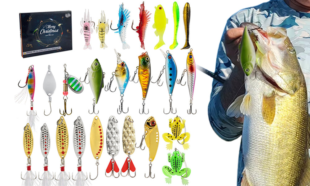 24-Piece Fishing Lure Gift Set with Assorted Sizes and Shapes