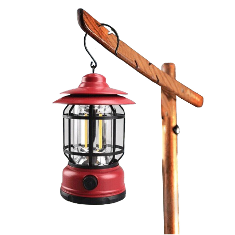 Retro Tent Camping LED Light Portable Rechargeable Night Lamp Red