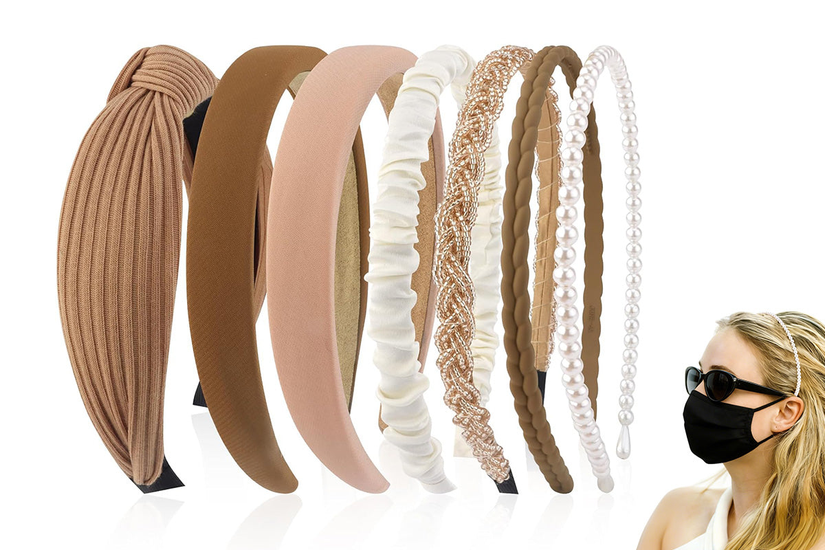 7 Piece Retro Pearl and Ribbon Hair Headband Set for Women