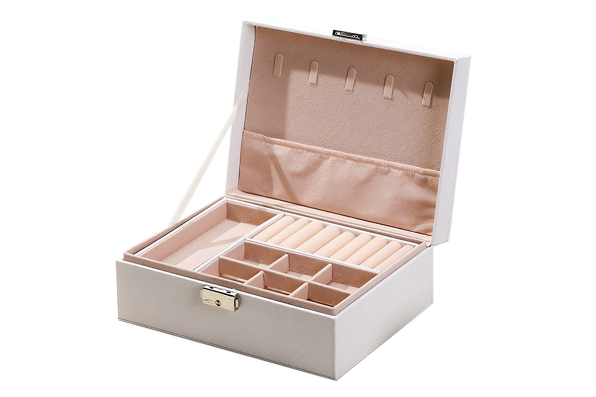 Jewellery Organiser Case Box Holder Storage Earring Ring Display with Lock and Key