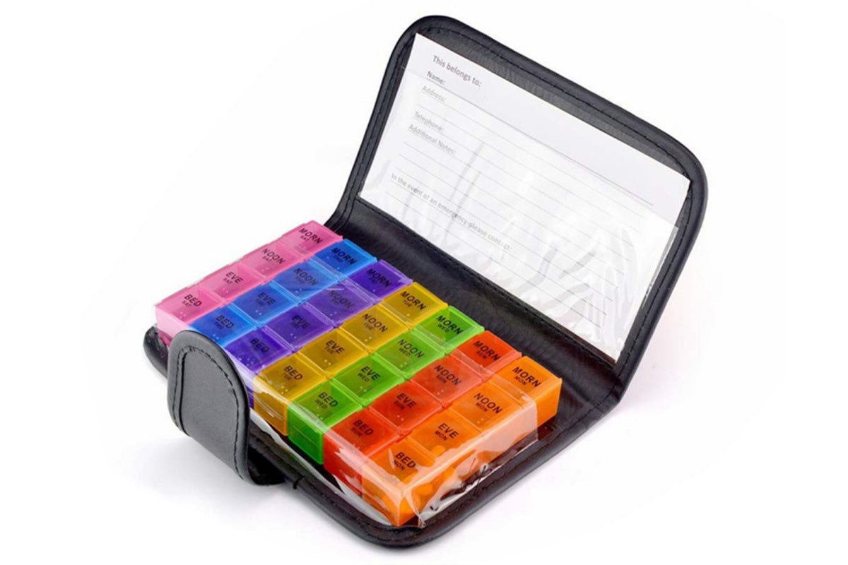 Weekly Pill Organizer Individual Medicine Containers for Vitamins Supplements