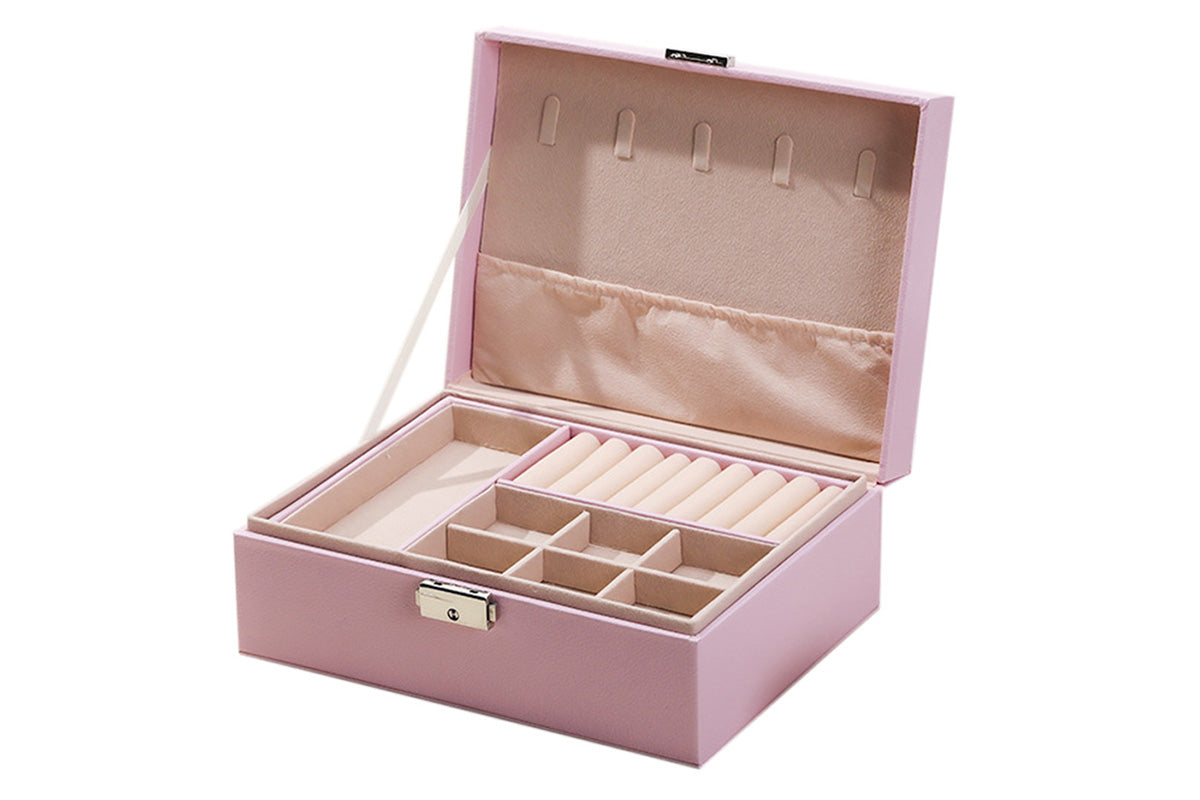Jewellery Organiser Case Box Holder Storage Earring Ring Display with Lock and Key