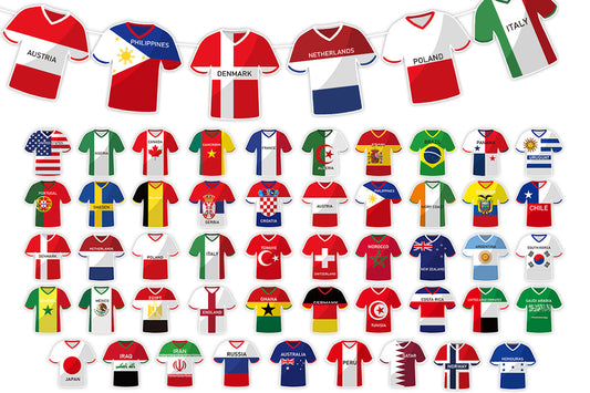 49 Pcs World Cup Party Bunting Soccer Jersey Flag Pennant Banner for Sports Theme Decor
