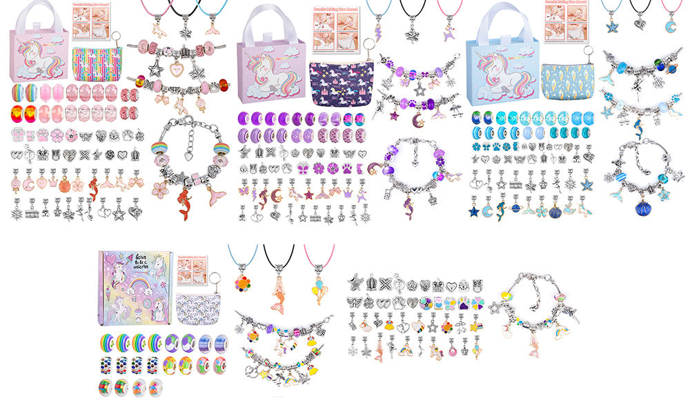 DIY Kids Bracelet Making Kit with Charms and Beads Jewelry Set for Girls Gifts