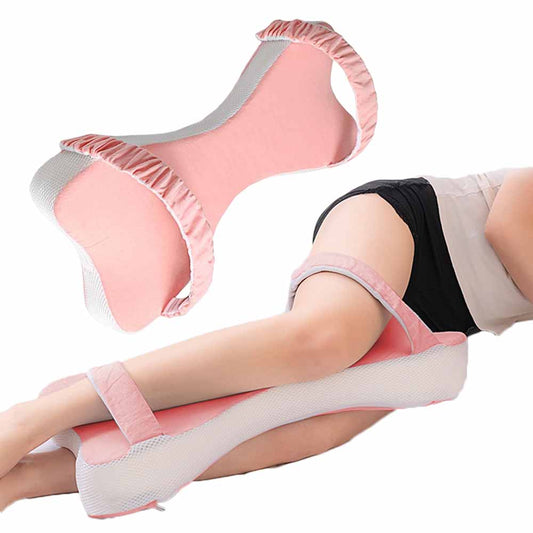 Leg Pillow Memory Foam Knee Pillow Support Pillow for Side Sleepers with Strap Pink