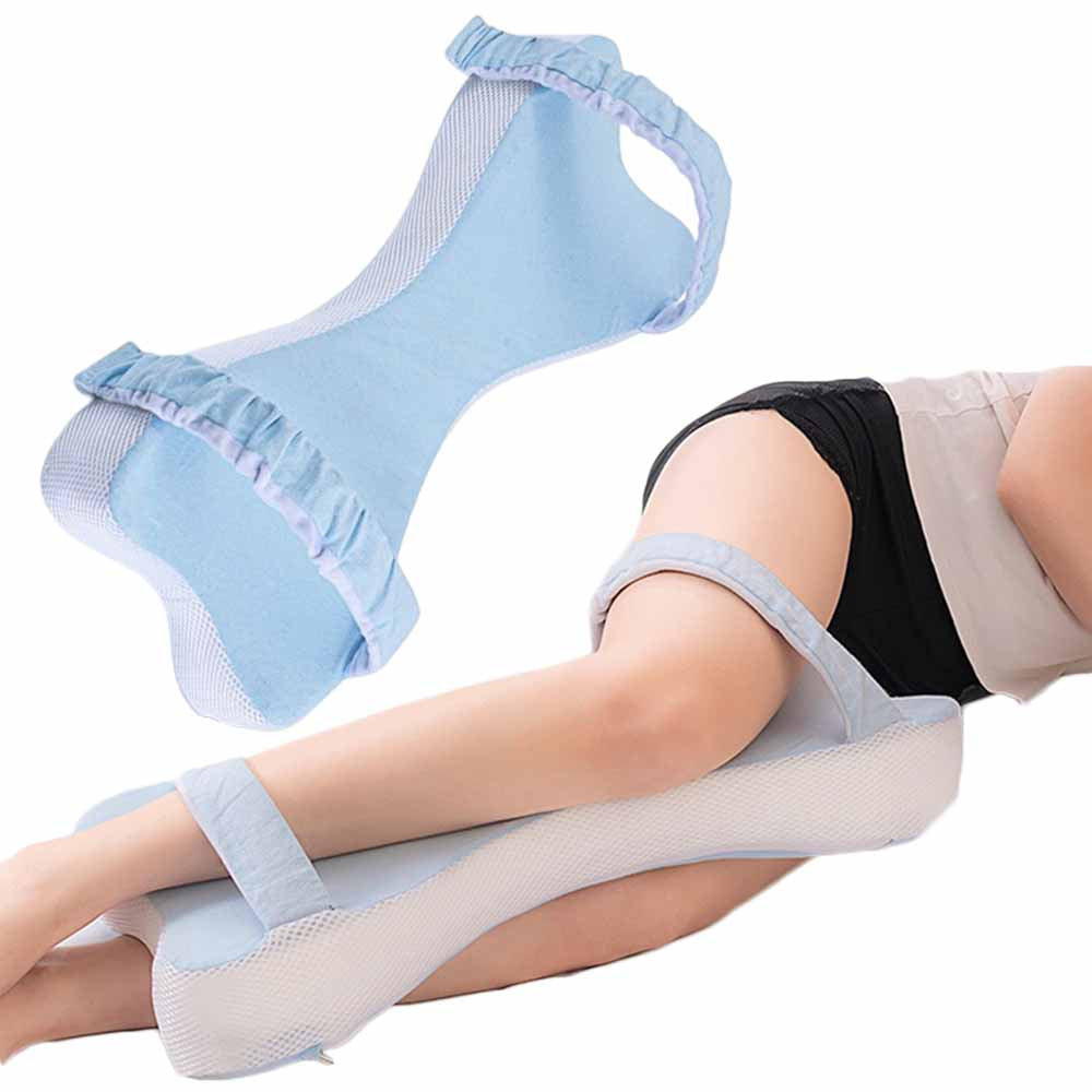 Leg Pillow Memory Foam Knee Pillow Support Pillow for Side Sleepers with Strap Blue