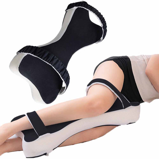 Leg Pillow Memory Foam Knee Pillow Support Pillow for Side Sleepers with Strap Navy Blue