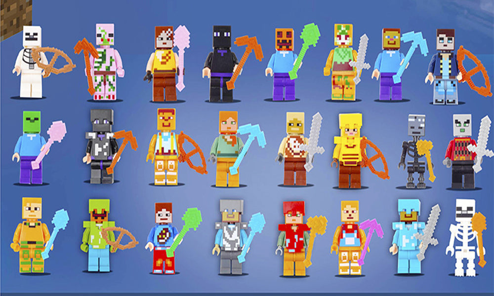 Minecraft Inspired 24-Minifigure Characters Building Blocks Set for Kids Educational Toy