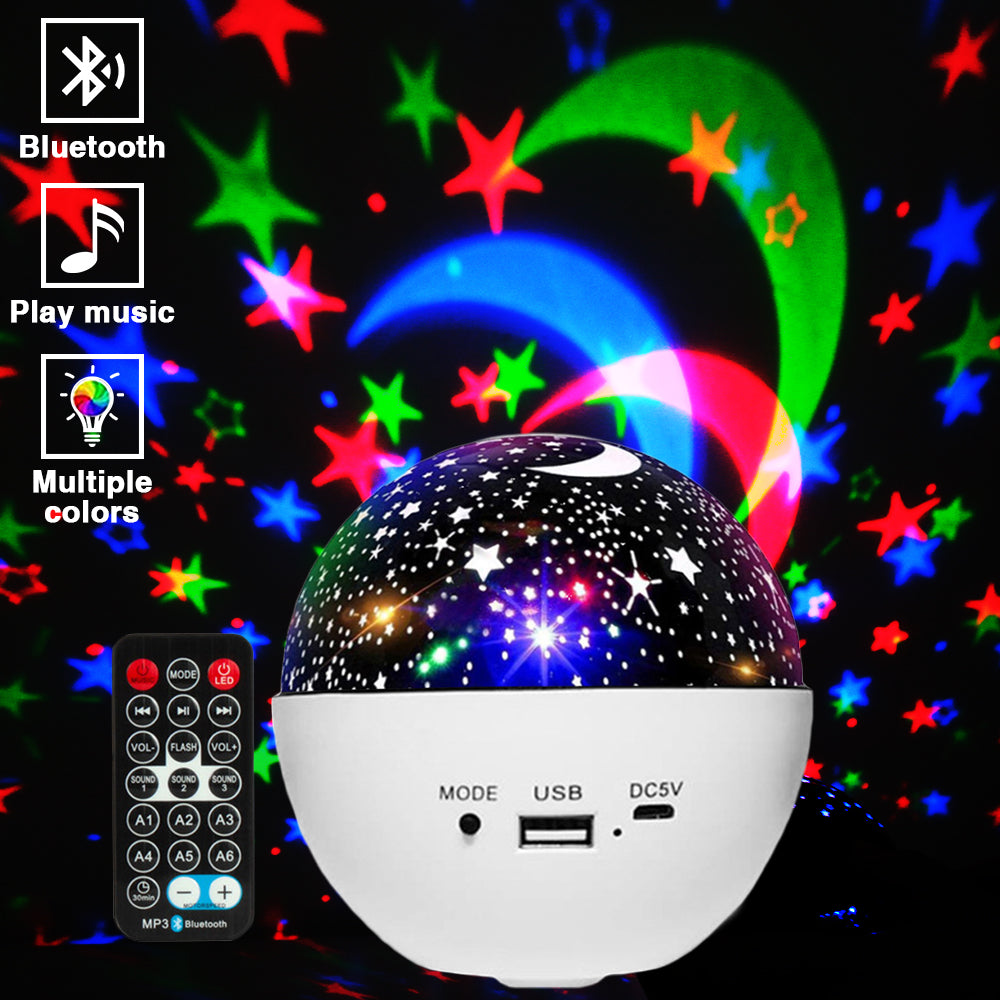 White Bluetooth LED Night Light Projector Sky Star Moon Lamp