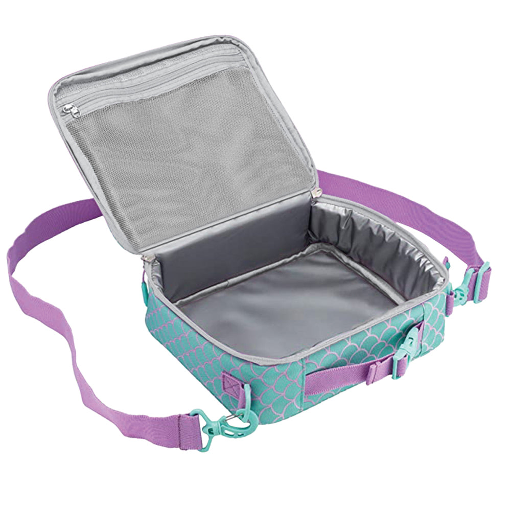 Cartoon Lunch Bag Thermal Insulated Lunch Bag Picnic Bag with Shoulder Strap Blue