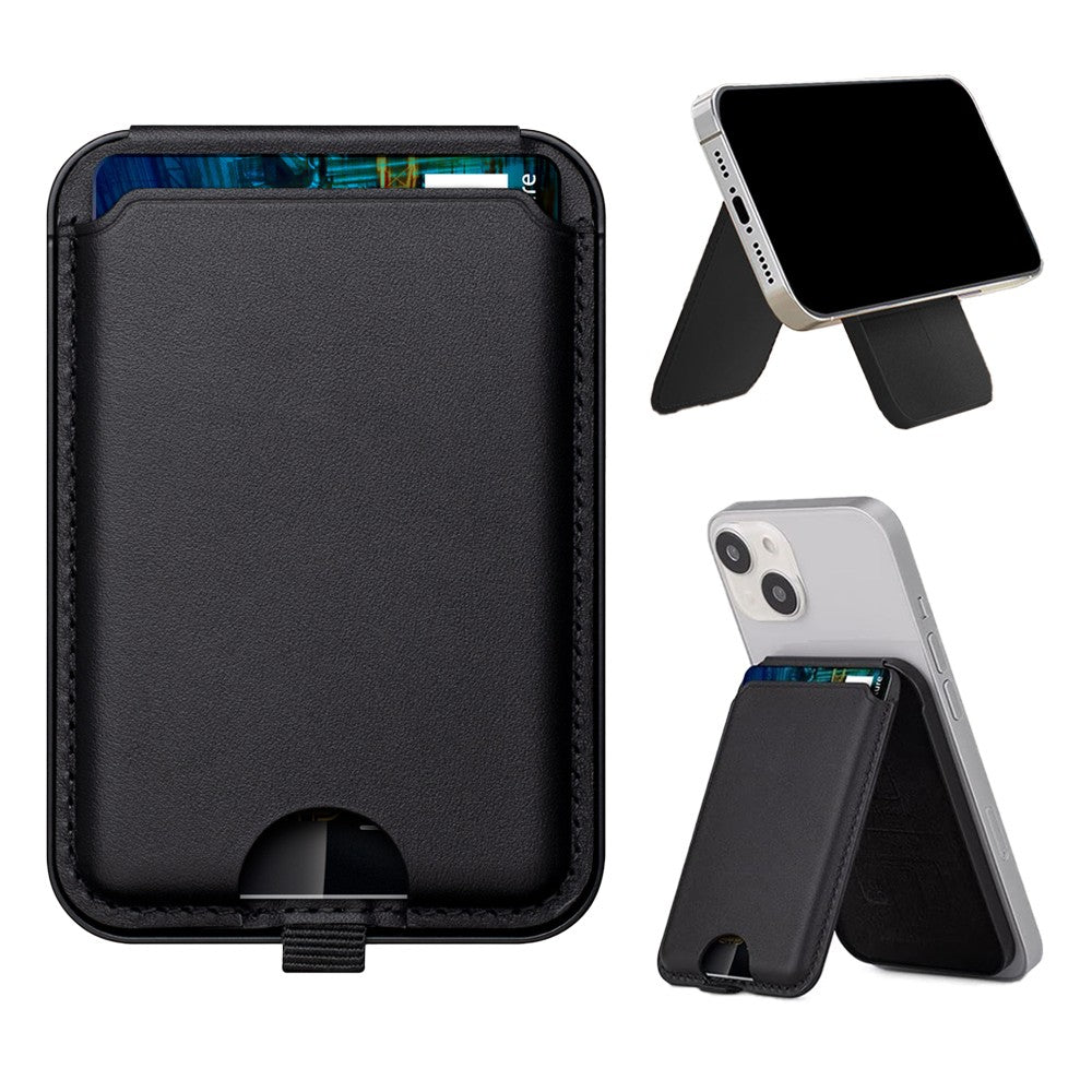 Magnetic Phone Wallet with Adjustable Stand for iPhone 15/14/13 Series - Black