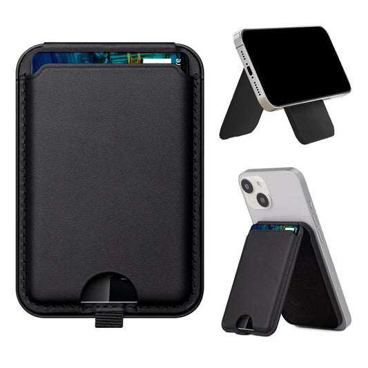 Magnetic Phone Wallet with Adjustable Stand for iPhone 15/14/13 Series - Black