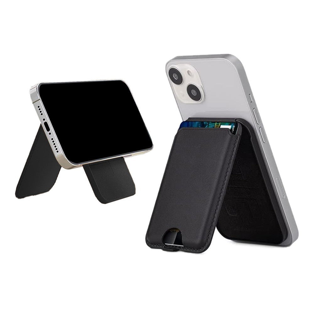 Magnetic Phone Wallet with Adjustable Stand for iPhone 15/14/13 Series - Black