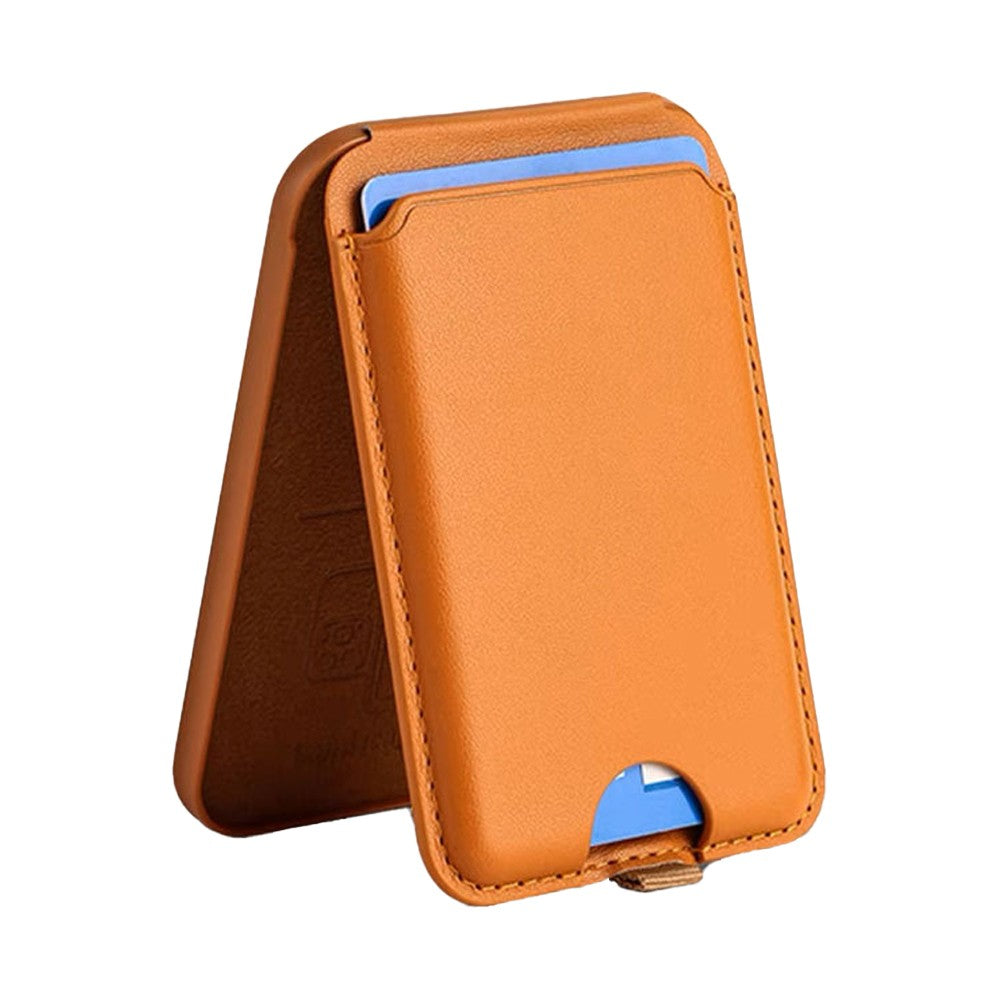 Magnetic Phone Wallet with Adjustable Stand for iPhone 15/14/13 Series - Brown