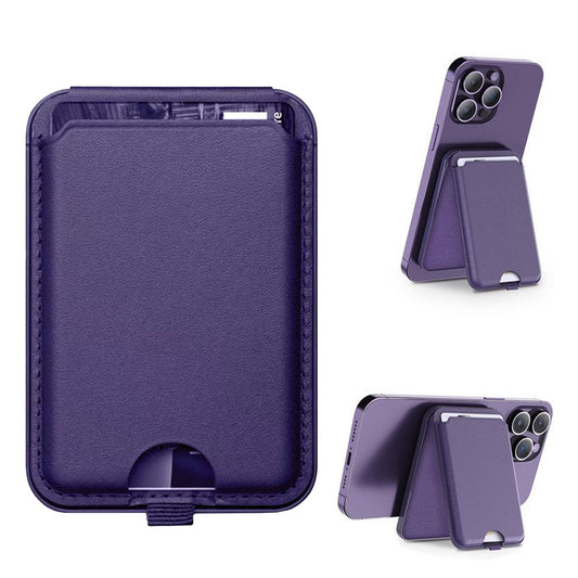 Magnetic Phone Wallet with Adjustable Stand for iPhone 15/14/13 Series - Purple