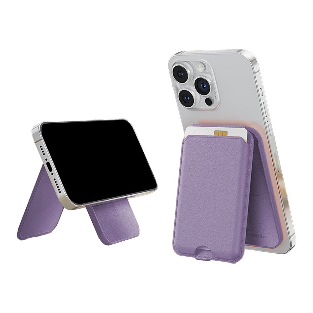 Magnetic Phone Wallet with Adjustable Stand for iPhone 15/14/13 Series - Purple