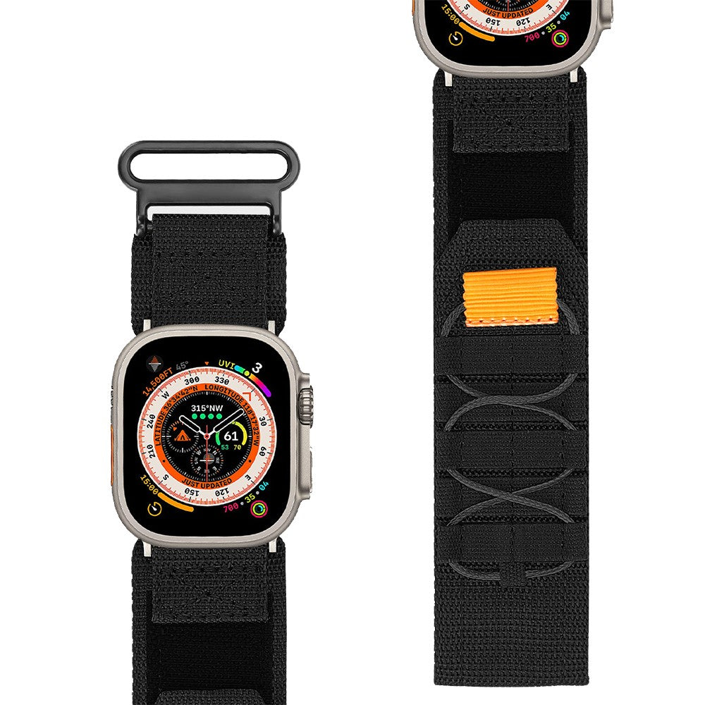 Nylon Watch Band Strap Compatible with Apple Watch 42/44/45/49mm - Black