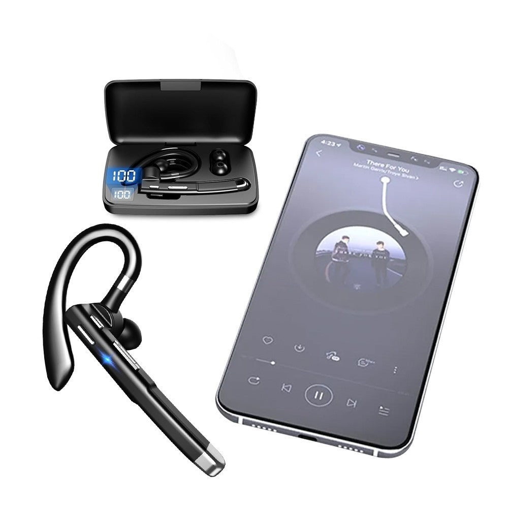 Wireless Single Ear Bluetooth 5.3 Earphone Earhook Headphone with Charging Case