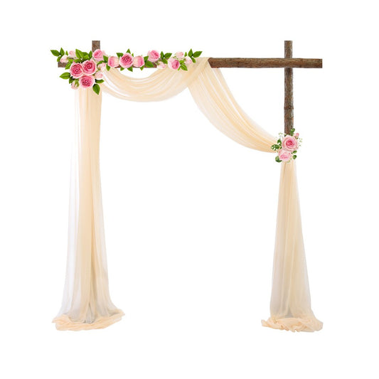 75x600cm Chiffon Wedding Arch Draping Fabric Curtain Drape Tulle - Champagne