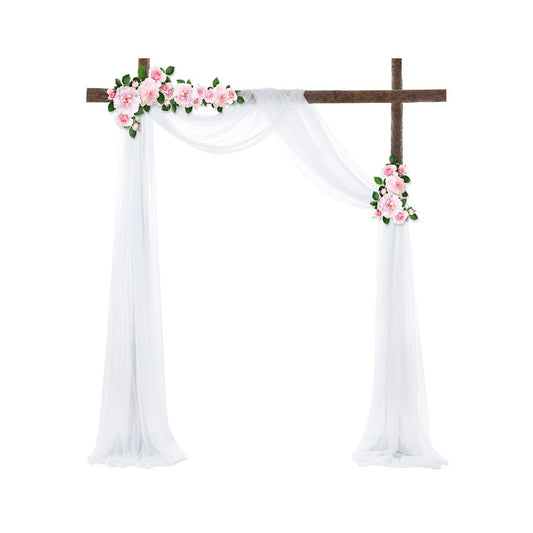 75x600cm Chiffon Wedding Arch Draping Fabric Curtain Drape Tulle - White
