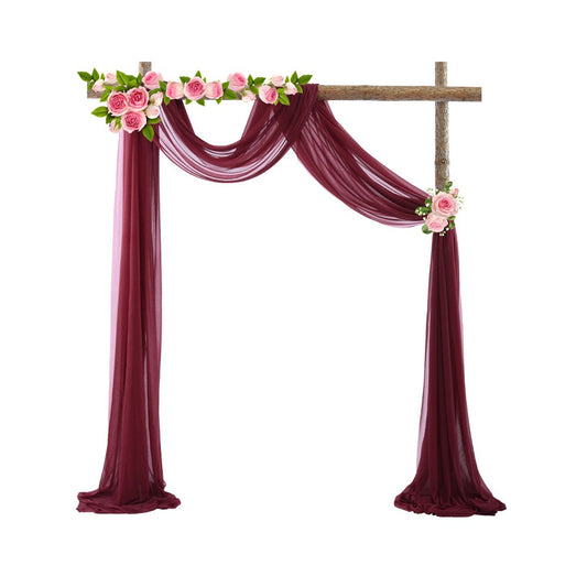 75x600cm Chiffon Wedding Arch Draping Fabric Curtain Drape Tulle - Wine Red
